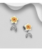 Charm - talisman din argint model floare de plumeria cu frunze