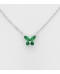 Colier argint cu fluture verde