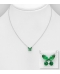 Colier argint cu fluture verde