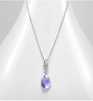 Colier cu cristale Zirconia si Fine Austrian culoare tanzanit