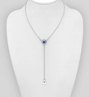 Colier Y argint Hamsa si Ochi Antideochi