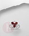 Inel argint floare cu 3 petale Cubic Zirconia rosii si albe