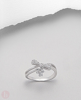Inel argint model fundita si floare cu cristale Zirconia