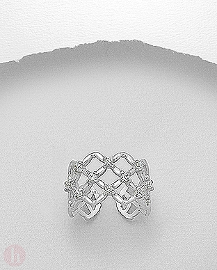 Inel argint model plasa cu cristale Zirconia albe