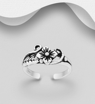 Inel argint deget picior model floral