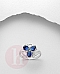 Inel argint floare cu 3 petale Cubic Zirconia albastre si albe