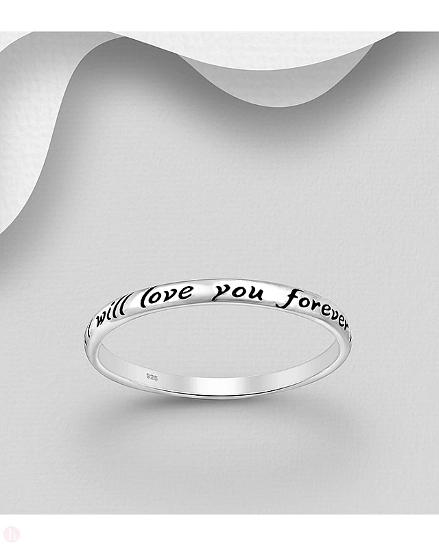 Inel argint mesaj "I will love you forever"