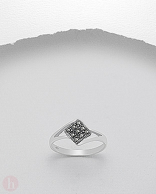 Inel argint romb cu marcasite