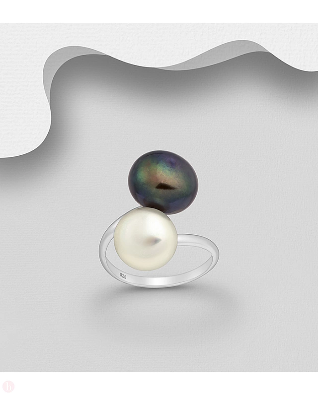 Inel din argint cu perle colorate
