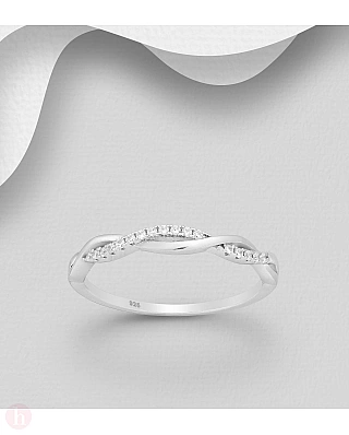 Inel din argint model impletit cu cristale