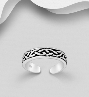 Inel din argint oxidat pentru picior, model celtic