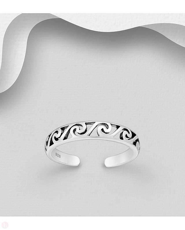 Inel din argint pentru deget picior model cu spirale