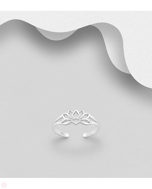 Inel din argint pentru picior model floare de lotus