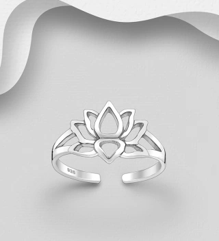 Inel picior ajustabil argint floare de lotus