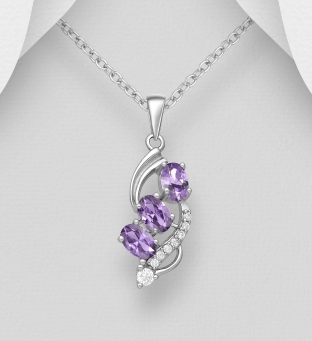 Pandantiv argint Cubic Zirconia violet si albe