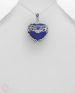 Pandantiv argint inima albastra lapis lazuli