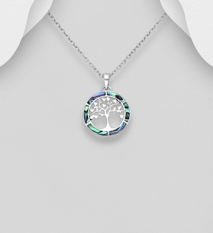 Pandantiv rotund argint model Tree of Life - Pomul Vietii