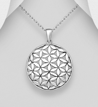 Pandantiv rotund Floarea Vietii Flower of Life argint