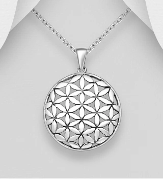 Pandantiv rotund Floarea Vietii Flower of Life argint