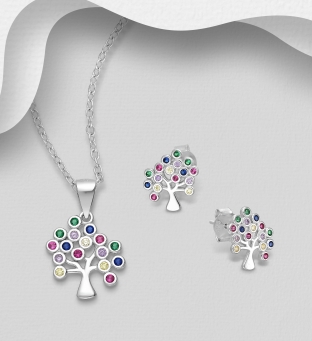 Set bijuterii argint Tree of Life - Pomul vietii cercei si pandantiv