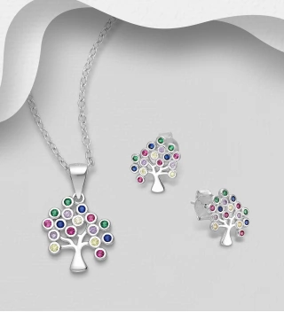 Set bijuterii argint Tree of Life - Pomul vietii cercei si pandantiv