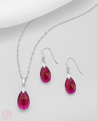 Set lacrima cu cristale Swarovski rosii 